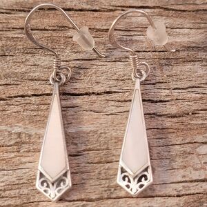 BOMA Sterling Pink Inlaid MOP Marcasite Dangle Drop Earrings